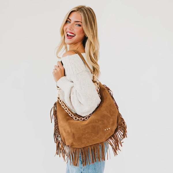Loretta Fringe Suede Slouchy Bag - 5 Colors