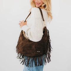 Loretta Fringe Suede Slouchy Bag - 5 Colors