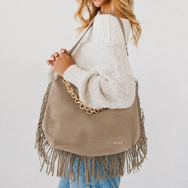 Loretta Fringe Suede Slouchy Bag - 5 Colors