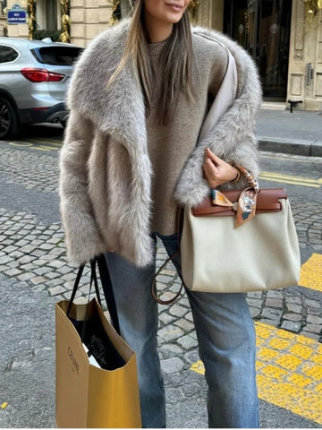 Margie Drama Oversized Lapel Faux Fur Coat