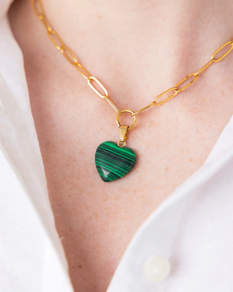 Audrey Heart Necklace - Malachite