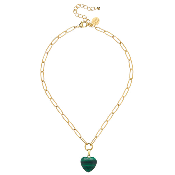 Audrey Heart Necklace - Malachite