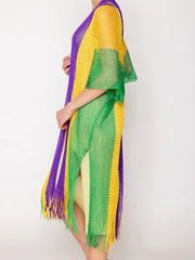 Mardi Gras Mesh Kimono
