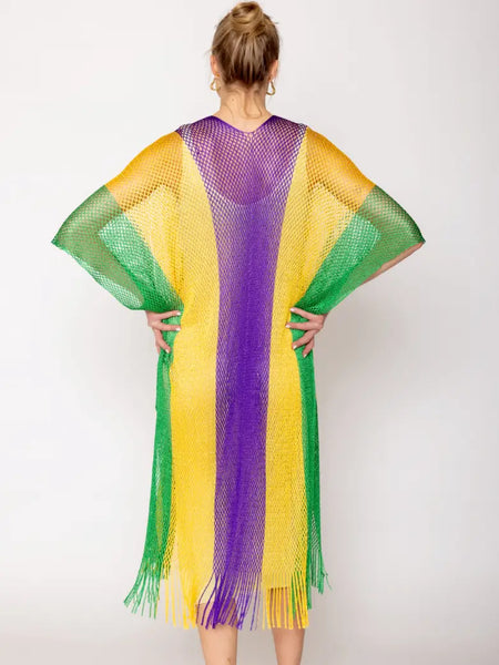 Mardi Gras Mesh Kimono