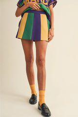 Mardi Gras Sweater Mini Skirt