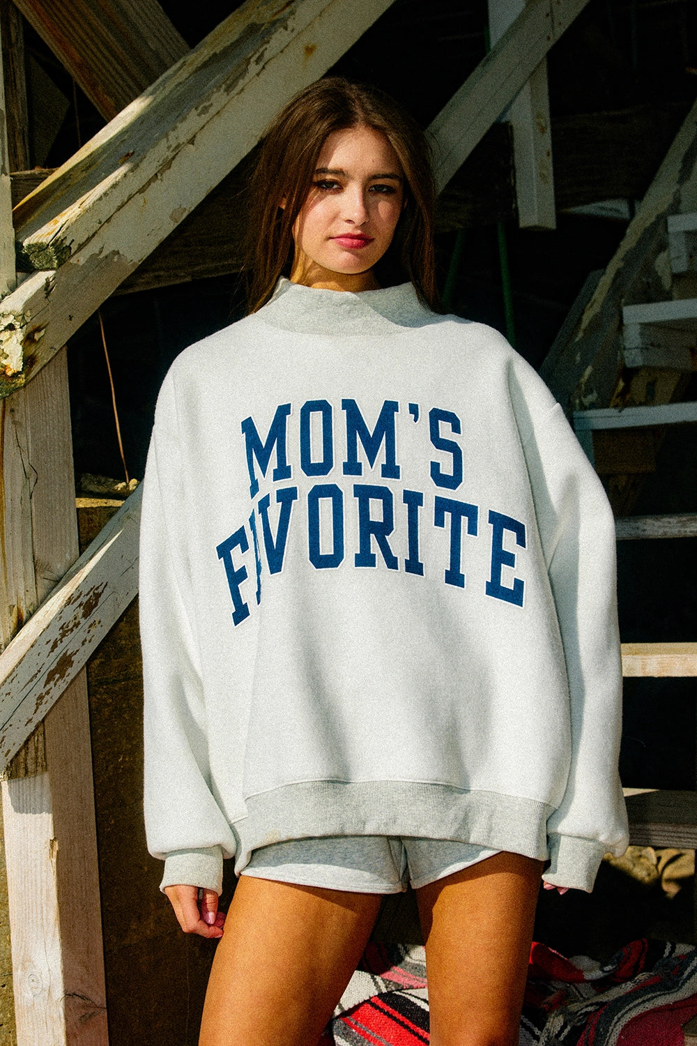 Mom and Dad's Favorite Reversible Mock Neck Sweatshirt