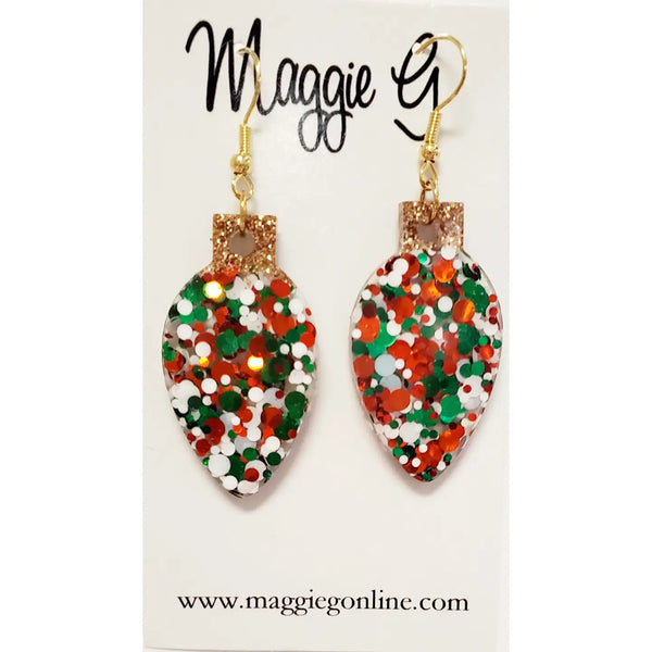 Glitter Christmas Bulb Earrings - 4 Colors