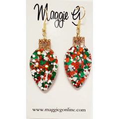 Glitter Christmas Bulb Earrings - 4 Colors