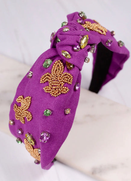 Fleur de Lis Purple Headband