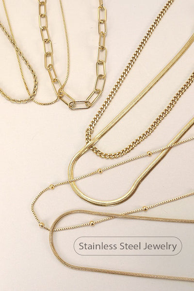 Stainless Steel Tarnish Free Waterproof Necklaces - 6 Styles