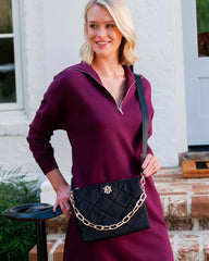 Ariana Crossbody Purse - Black Quilted Nylon