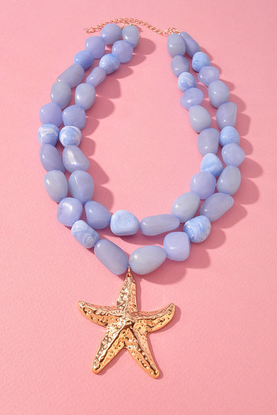 Ocean Starfish Charm Beaded Necklace