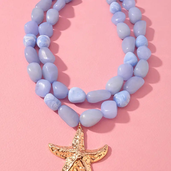 Ocean Starfish Charm Beaded Necklace