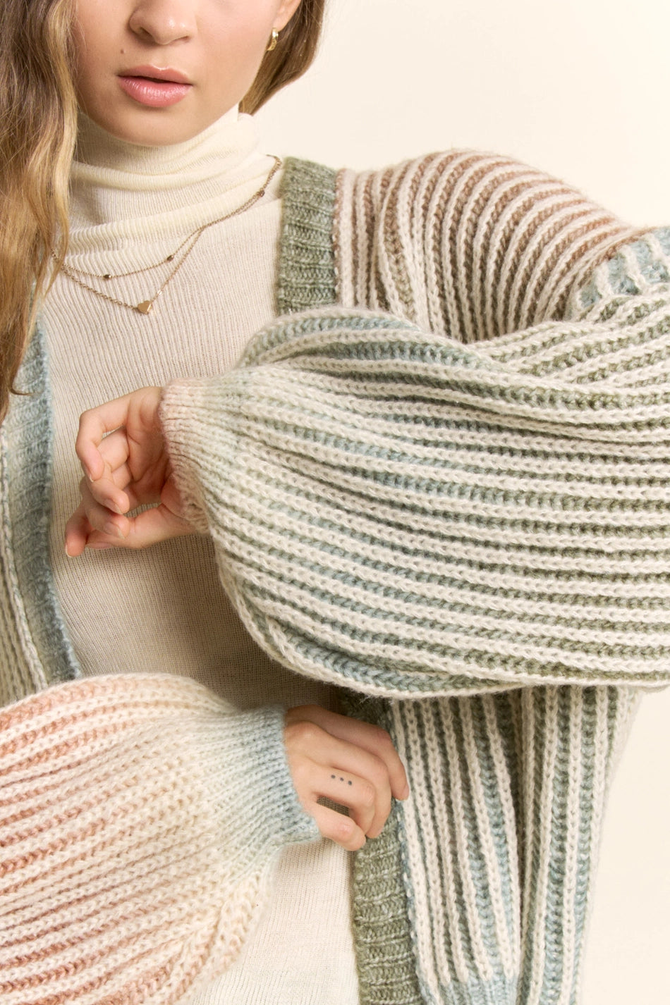 Rainbow Ombre Ribbed Knit Open Cardigan