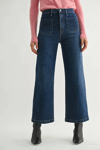Patch Pocket Wide Leg Jeans
