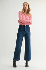 Patch Pocket Wide Leg Jeans