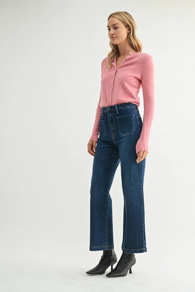 Patch Pocket Wide Leg Jeans