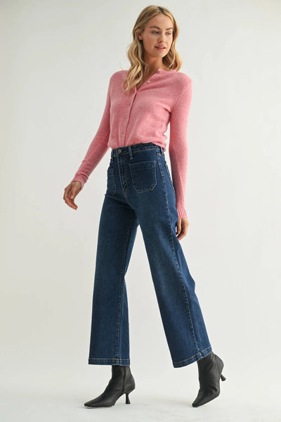 Patch Pocket Wide Leg Jeans