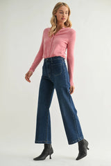 Patch Pocket Wide Leg Jeans