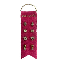Petite Stud Earring Sets on Velvet Ribbon - 8 Varieties