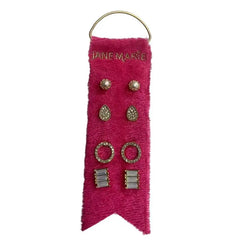 Petite Stud Earring Sets on Velvet Ribbon - 8 Varieties