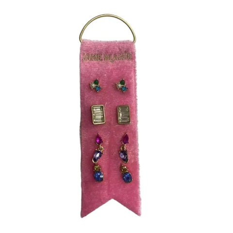 Petite Stud Earring Sets on Velvet Ribbon - 8 Varieties