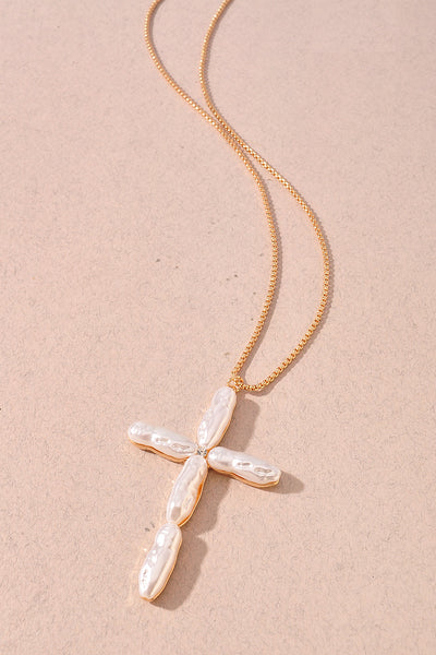 Fresh Water Pearl Cross Necklace