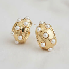 Elegant Vintage Pearl Dome Earrings