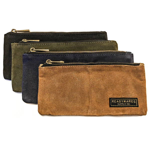 Waxed Canvas Pencil Pouches - 4 Colors