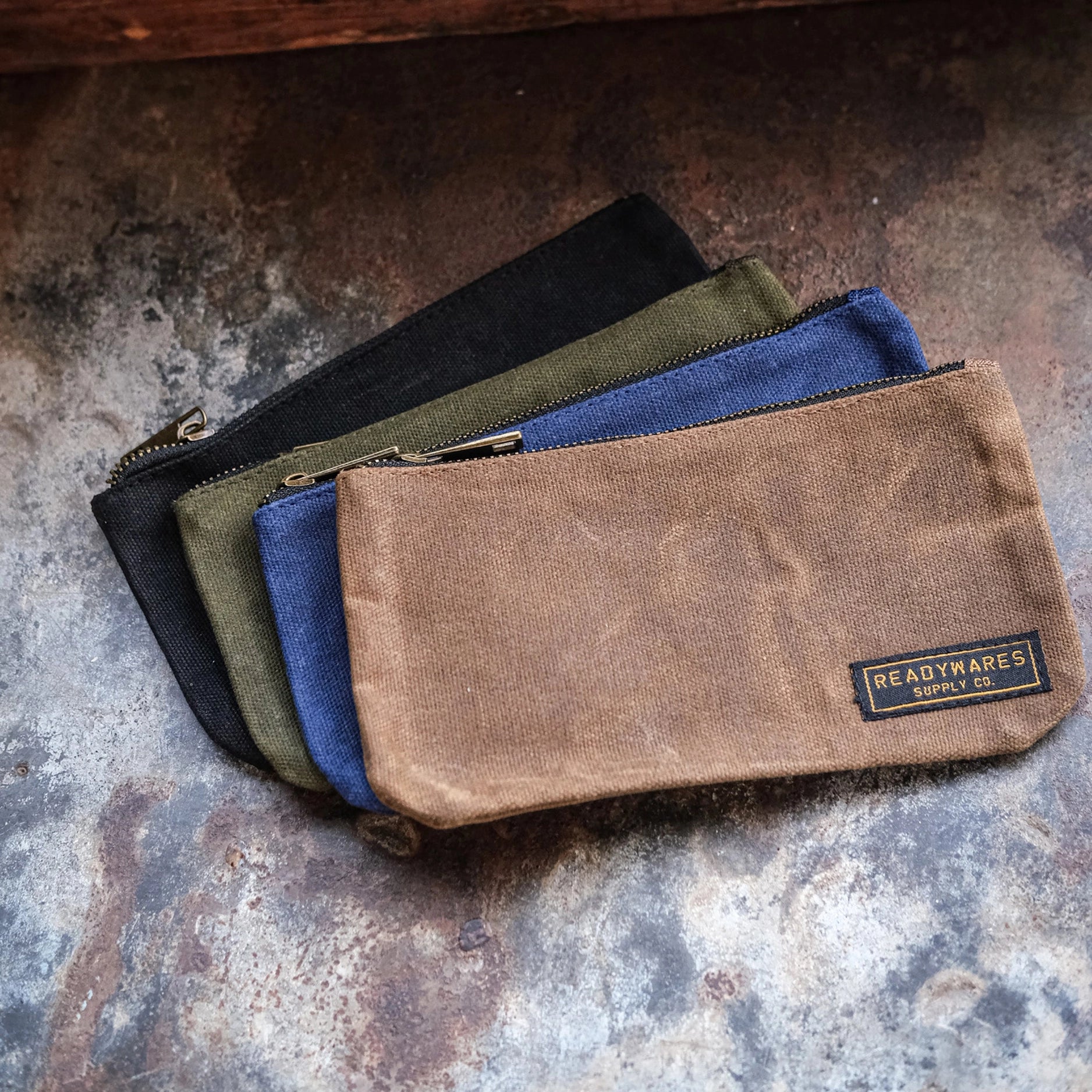 Waxed Canvas Pencil Pouches - 4 Colors