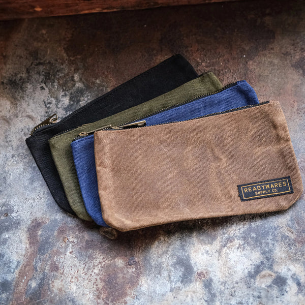 Waxed Canvas Pencil Pouches - 4 Colors