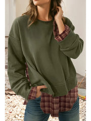 Hester Plaid Shirt Sweatshirt Combo