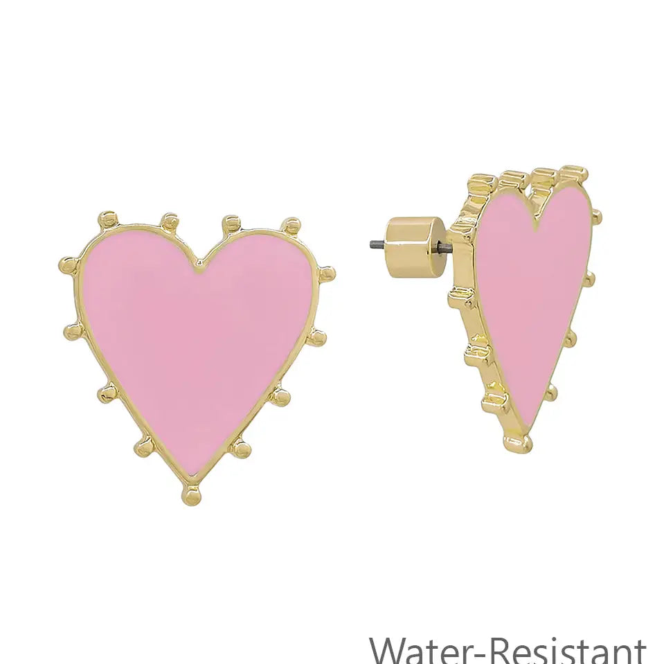 Enamel Heart Earrings - 2 Colors