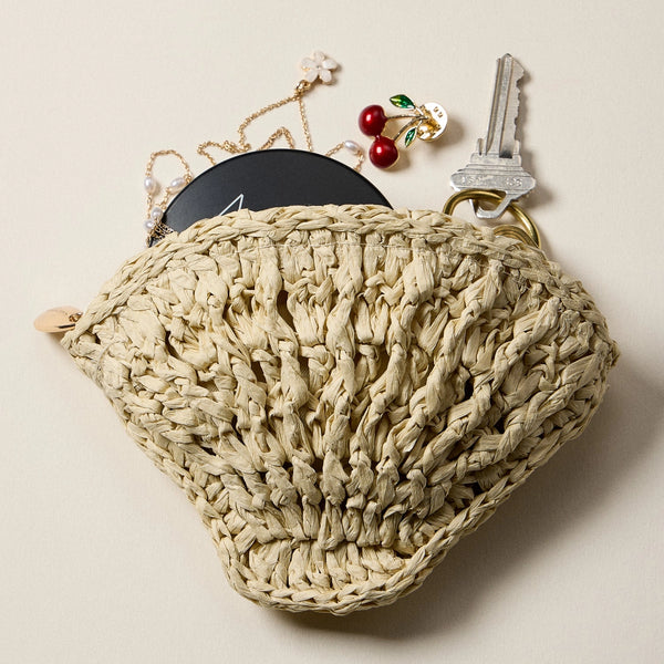 Seashell Raffia Coin Pouch