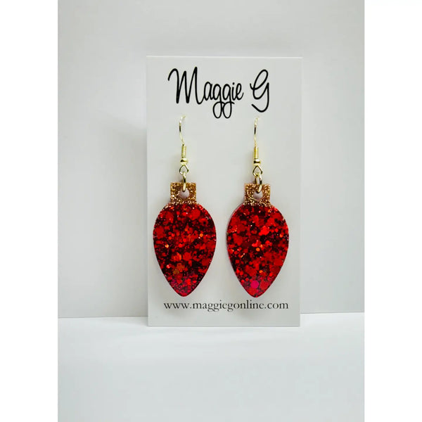 Glitter Christmas Bulb Earrings - 4 Colors
