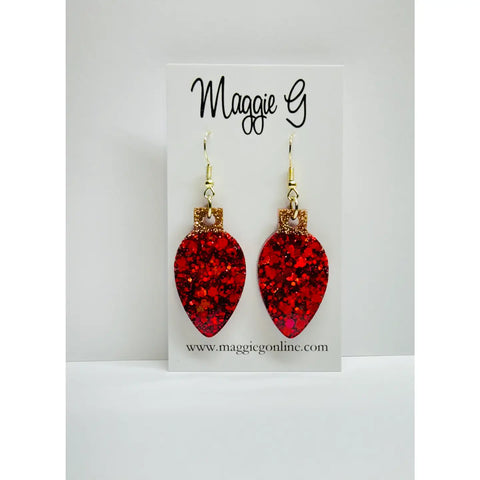 Glitter Christmas Bulb Earrings - 4 Colors