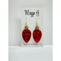 Glitter Christmas Bulb Earrings - 4 Colors