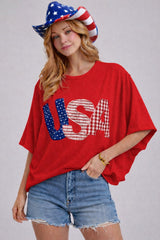 Mixed Fabric USA Top - 2 Colors