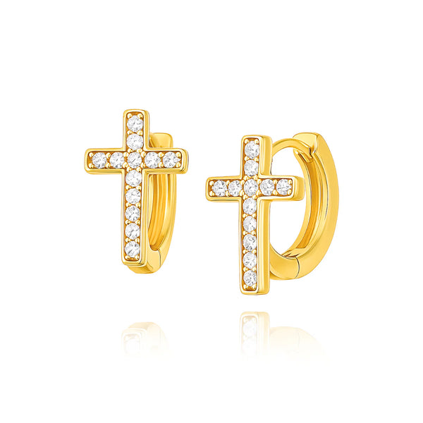 Ellie Vail Ridge Cross Huggie Hoop Earring