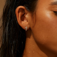 Ellie Vail Ridge Cross Huggie Hoop Earring