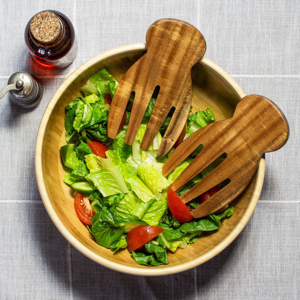 Acacia Wood Salad Hands, Salad Serving Utensil Set