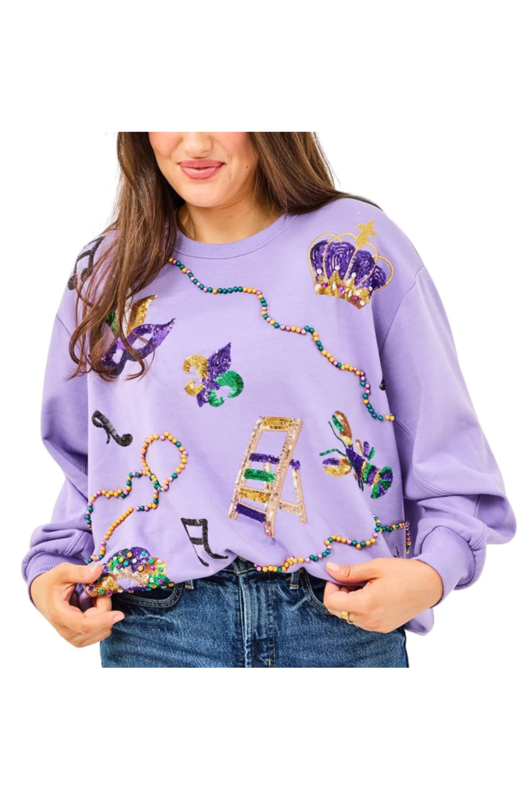 Mary Square Sarah Sweatshirt - Mardi Gras Icons
