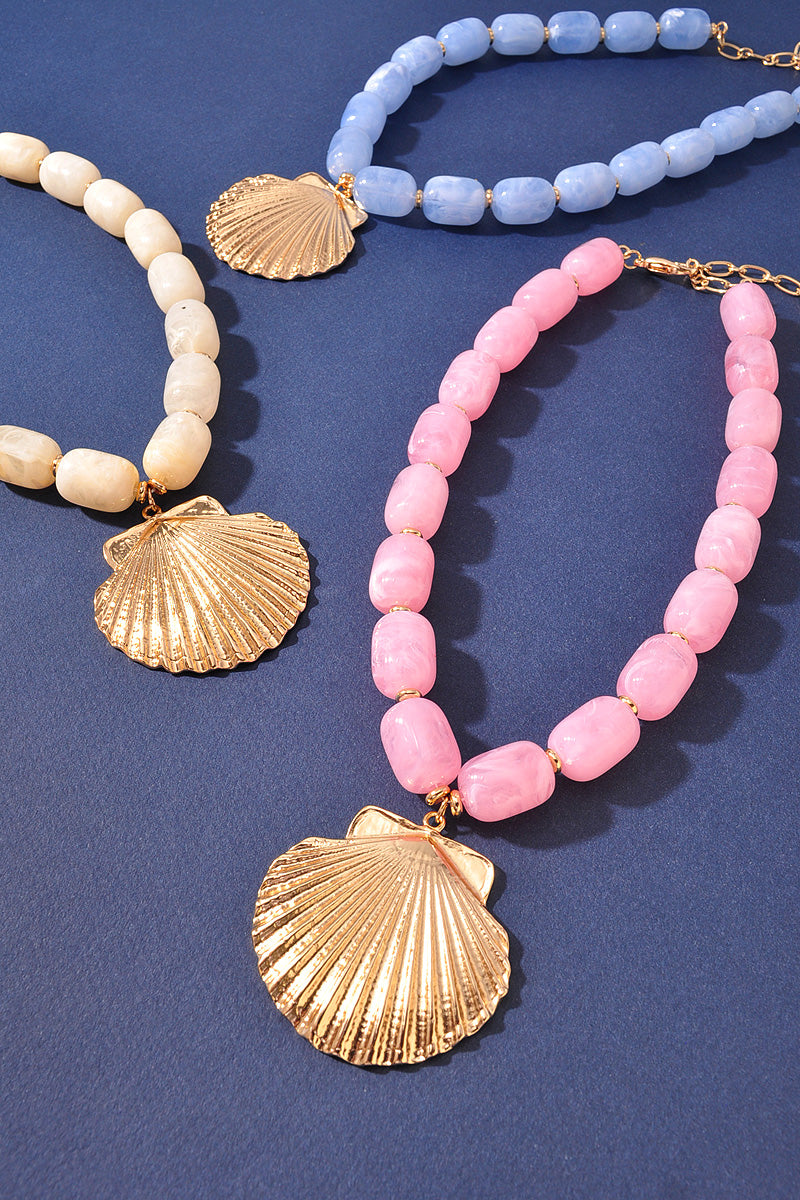 Colorful Beaded Shell Necklaces - 3 Colors