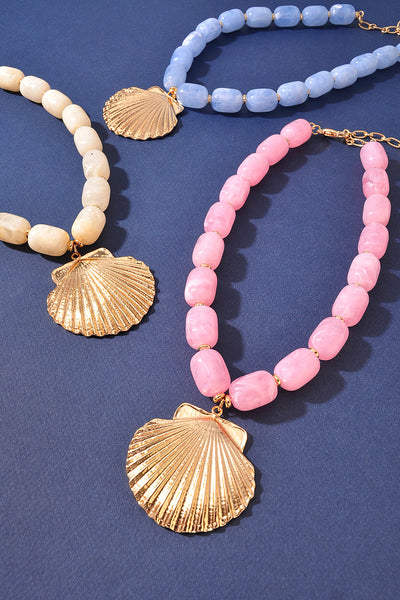 Colorful Beaded Shell Necklaces - 3 Colors