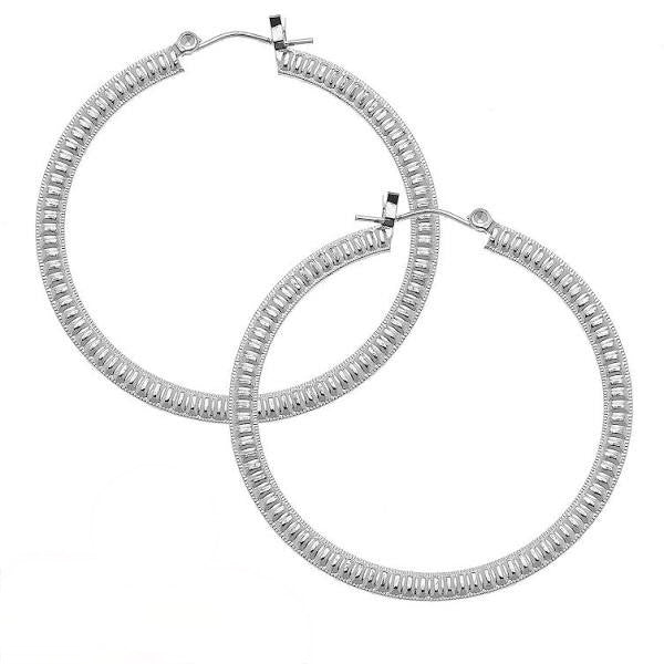 Susan Shaw 1 1/4" Silver Ribbed Hoops
