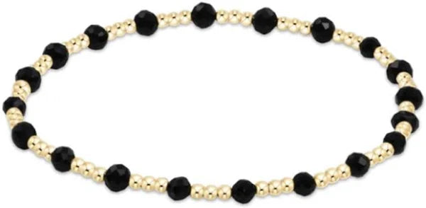 enewton 7.25" Extends - Gemstone Gold Sincerity Pattern 3mm Bead Bracelet - Faceted Onyx