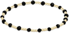 enewton 7.25" Extends - Gemstone Gold Sincerity Pattern 3mm Bead Bracelet - Faceted Onyx