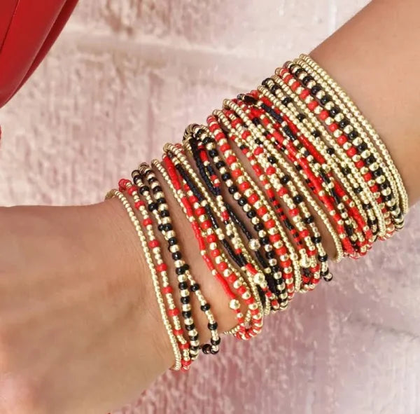 enewton Gameday Hope Joy Pattern 2mm Bead Bracelet - Bright Red