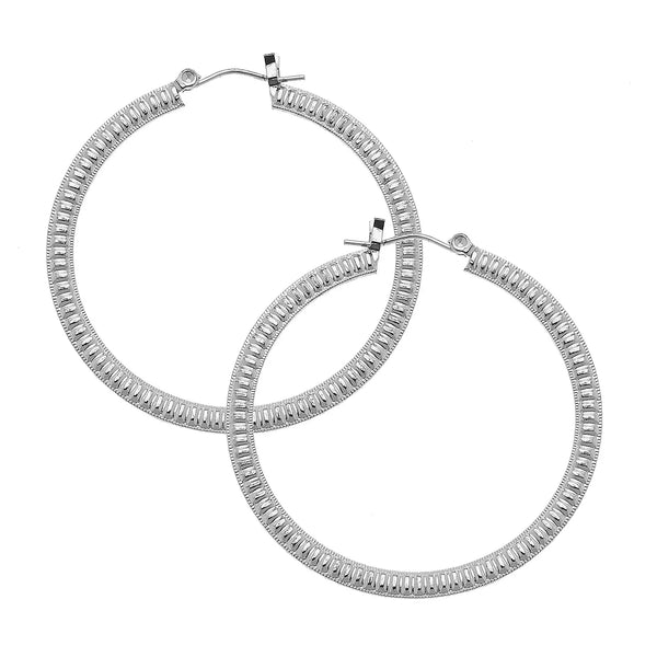 Susan Shaw Silver Ribbed Hoops