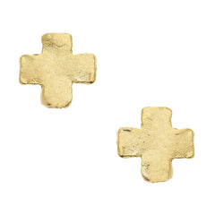 Susan Shaw Mini Gold Square Cross Studs